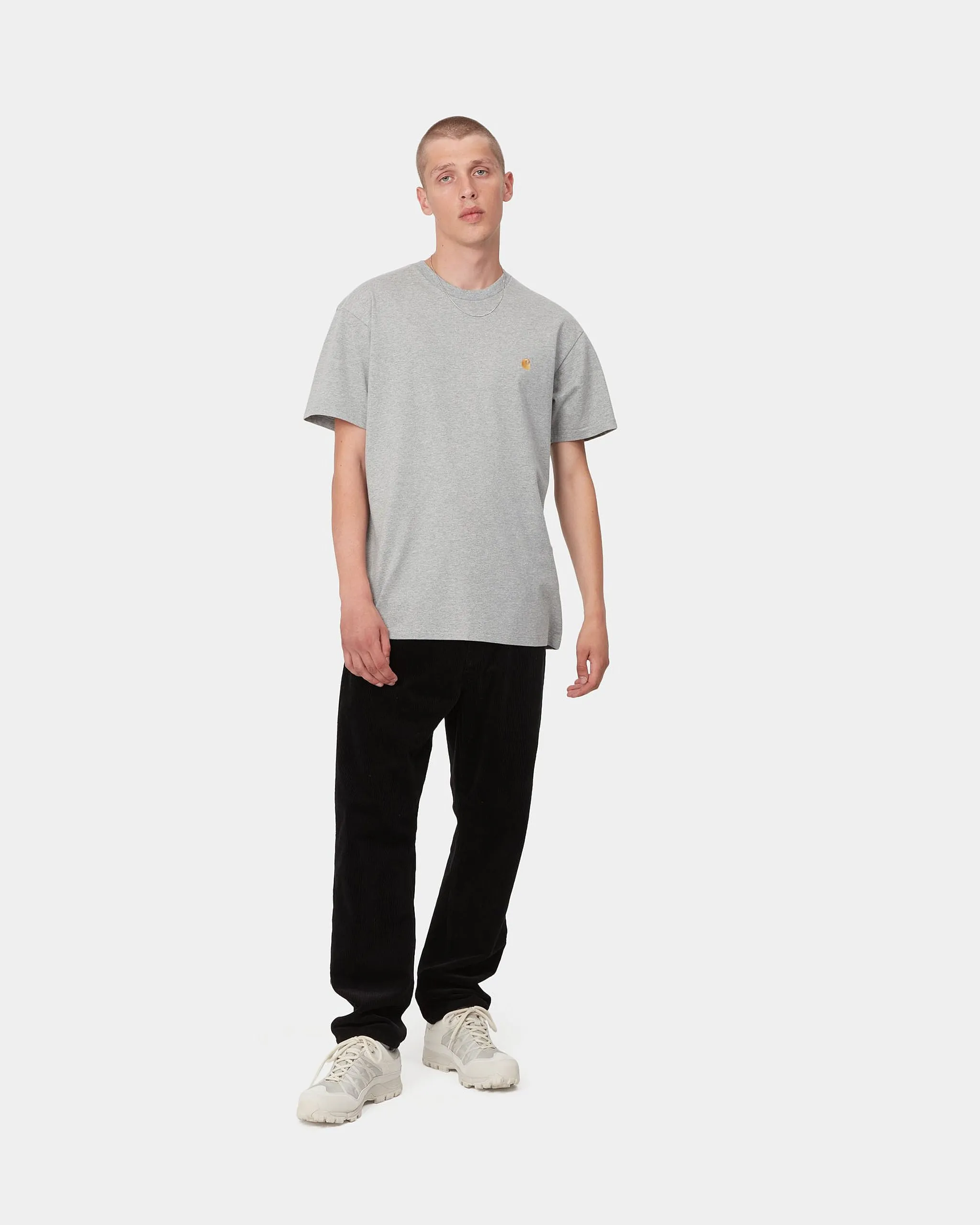 Carhartt WIP S/S Chase Tee - Grey Heather / Gold