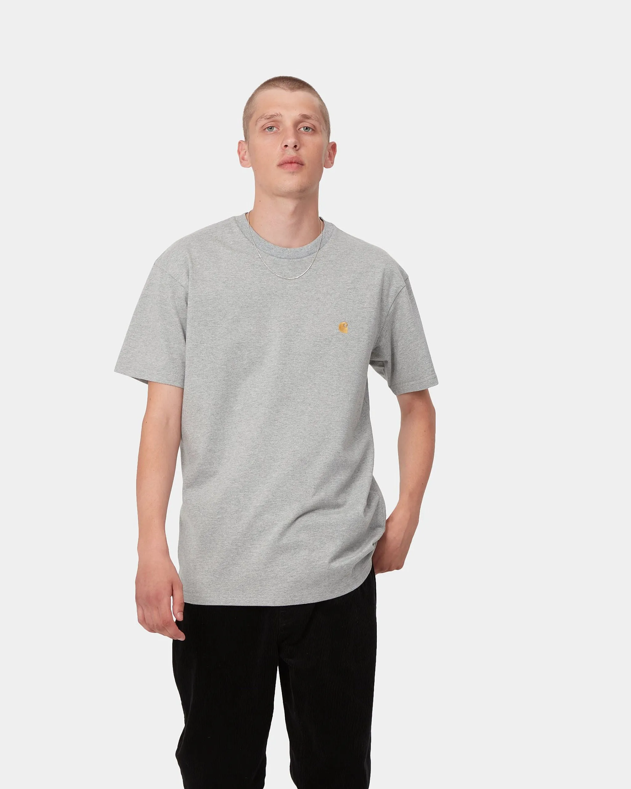 Carhartt WIP S/S Chase Tee - Grey Heather / Gold