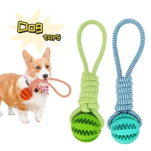 Dog Toys Balls Interactive- Treat Rope -Rubber treatBalls For Small Medium Dogs -Chewing Bite Resistant Pet Tooth Cleaning