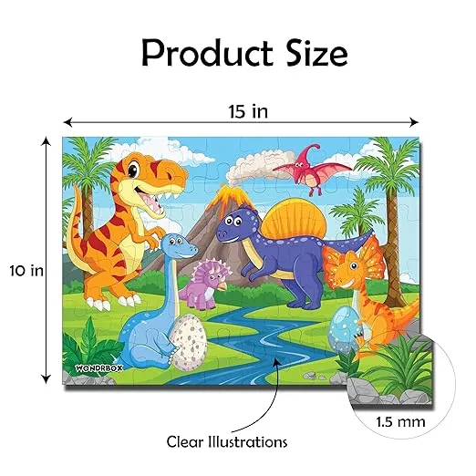 WONDRBOX Dinosaur Jigsaw Puzzle Game.Educational Toy for 5 6 7-Year-Olds"